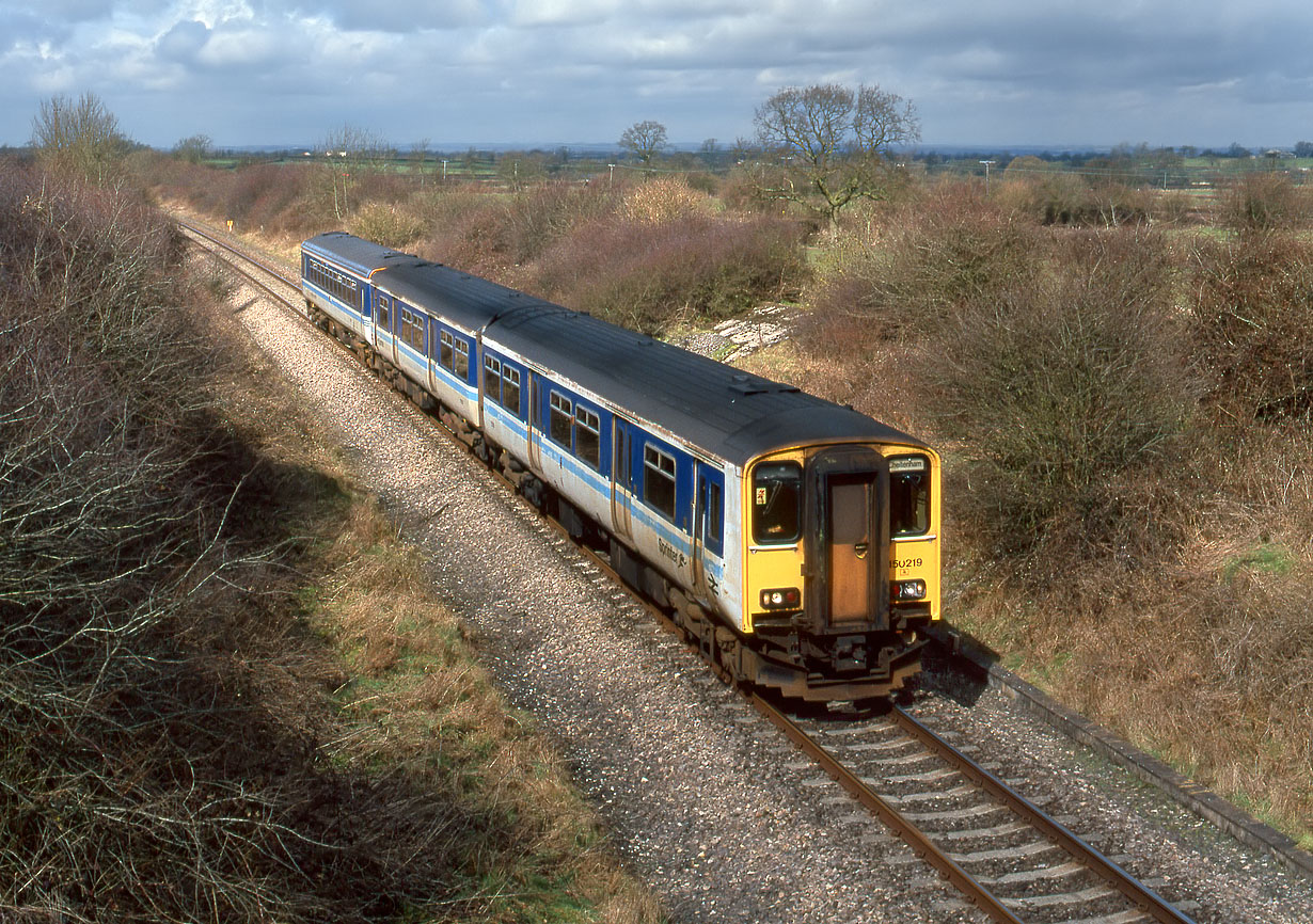 150219 & 153305 Bremell Sidings 16 March 1995