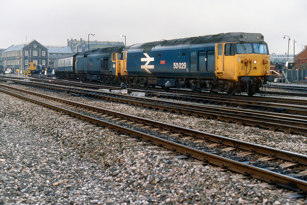 50029 & 50050 Swindon 25 October 1982