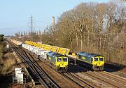 66955 & 66956 South Moreton (Didcot East) 19 December 2014